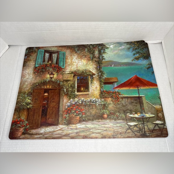 Ombrello Rosso by Ruane Manning Terrace Red Umbrella placemats set of 4 - Picture 1 of 13
